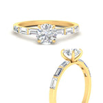 Load image into Gallery viewer, Round Cut Baguette Thin Band Engagement Ring