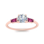 Load image into Gallery viewer, round-cut-bar-baguette-3-stone-pink-sapphire-engagement-ring-in-FDENS100RORGSADRPI-NL-RG