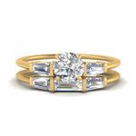Load image into Gallery viewer, round-cut-bar-set-diamond-ring-with-matching-3-baguette-wedding-band-in-FDENS100RO-NL-YG