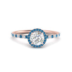 Load image into Gallery viewer, round-cut-blue-topaz-halo-petite-engagement-ring-in-rose-gold-FD8523RORGICBLTOANGLE3-NL-RG