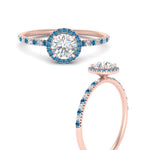 Load image into Gallery viewer, round-cut-blue-topaz-halo-petite-engagement-ring-in-rose-gold-FD8523RORGICBLTOANGLE3-NL-RG