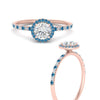 Load image into Gallery viewer, round-cut-blue-topaz-halo-petite-engagement-ring-in-rose-gold-FD8523RORGICBLTOANGLE3-NL-RG