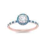Load image into Gallery viewer, round-cut-blue-topaz-halo-petite-engagement-ring-in-rose-gold-FD8523RORGICBLTOANGLE3-NL-RG