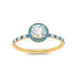 Load image into Gallery viewer, round-cut-blue-topaz-halo-petite-engagement-ring-in-yellow-gold-FD8523RORGICBLTOANGLE3-NL-YG