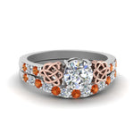 Load image into Gallery viewer, round-cut-celtic-diamond-wedding-ring-set-with-orange-sapphire-in-14K-white-gold-FDENS2255B1ROGSAOR-NL-WG_f423cb3c-97d9-4a63-8686-ef17a7ff8b25?v=1757057012