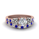 Load image into Gallery viewer, round-cut-celtic-diamond-wedding-ring-set-with-sapphire-in-14K-rose-gold-FDENS2255B1ROGSABL-NL-RG?v=1757056939