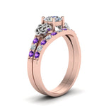 Load image into Gallery viewer, round-cut-celtic-diamond-wedding-ring-set-with-violac-topaz-in-14K-rose-gold-FDENS2255B1ROGVITOANGLE2-NL-RG?v=1757056939