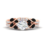Load image into Gallery viewer, round-cut-curved-vine-black-diamond-wedding-ring-set-in-rose-gold-fdens11635rogblacksleep-nl-rg.jpg?v=1764647005
