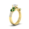 Load image into Gallery viewer, round-cut-curved-vine-emerald-wedding-ring-set-in-yellow-gold-fdens11635rogemgrangle2-nl-yg.jpg?v=1764647005