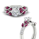 Load image into Gallery viewer, round-cut-curved-vine-pink-sapphire-wedding-ring-set-in-white-gold-fdens11635rogsadrpiangle3-nl-wg_20c71cfd-072f-4447-9fe4-1e5afdeeff38.jpg?v=1764647087
