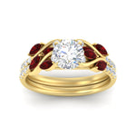 Load image into Gallery viewer, round-cut-curved-vine-ruby-wedding-ring-set-in-yellow-gold-fdens11635rogrudrangle5-nl-yg_04c638de-41ec-4199-abe7-2451baa8398d.jpg?v=1764647087