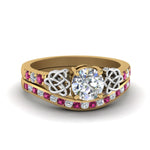 Load image into Gallery viewer, round-cut-diamond-channel-band-celtic-bridal-set-with-pink-sapphire-in-14K-yellow-gold-FDENS2255B2ROGSADRPI-NL-YG_3d992cc3-d18a-43b3-b5e6-dda96de0464b?v=1756980511