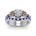 Load image into Gallery viewer, round-cut-diamond-channel-band-celtic-bridal-set-with-sapphire-in-14K-white-gold-FDENS2255B2ROGSABLANGLE5-NL-WG_c4f5300d-282c-4012-9e1f-65137c6e98c8?v=1756980511