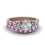 Load image into Gallery viewer, round-cut-diamond-channel-band-celtic-bridal-set-with-violac-topaz-in-14K-rose-gold-FDENS2255B2ROGVITO-NL-RG_38fd00be-9b09-4646-8427-2326493d5d21?v=1756980511