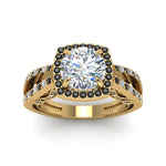 Load image into Gallery viewer, round-cut-diamond-engagement-ring-with-black-diamond-in-FD1109RORGBLACKANGLE3-NL-YG