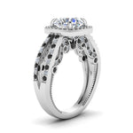 Load image into Gallery viewer, round-cut-diamond-engagement-ring-with-black-diamond-in-18K-white-gold-FD1109RORGBLACKANGLE3-NL-WG