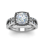 Load image into Gallery viewer, round-cut-diamond-engagement-ring-with-black-diamond-in-18K-white-gold-FD1109RORGBLACKANGLE3-NL-WG