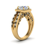 Load image into Gallery viewer, round-cut-diamond-engagement-ring-with-black-diamond-in-18K-yellow-gold-FD1109RORGBLACKANGLE3-NL-YG