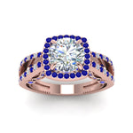 Load image into Gallery viewer, round-cut-diamond-engagement-ring-with-blue-sapphire-in-FD1109RORGSABLANGLE3-NL-RG