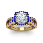 Load image into Gallery viewer, round-cut-diamond-engagement-ring-with-blue-sapphire-in-FD1109RORGSABLANGLE3-NL-YG