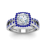 Load image into Gallery viewer, round-cut-diamond-engagement-ring-with-blue-sapphire-in-18K-white-gold-FD1109RORGSABLANGLE3-NL-WG