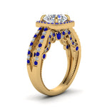 Load image into Gallery viewer, round-cut-diamond-engagement-ring-with-blue-sapphire-in-18K-yellow-gold-FD1109RORGSABLANGLE3-NL-YG