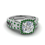 Load image into Gallery viewer, round-cut-diamond-engagement-ring-with-emerald-in-FD1109RORGEMGRANGLE3-NL-WG