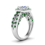 Load image into Gallery viewer, round-cut-diamond-engagement-ring-with-emerald-in-FD1109RORGEMGRANGLE3-NL-WG