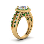 Load image into Gallery viewer, round-cut-diamond-engagement-ring-with-emerald-in-FD1109RORGEMGRANGLE3-NL-YG
