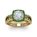 Load image into Gallery viewer, round-cut-diamond-engagement-ring-with-emerald-in-FD1109RORGEMGRANGLE3-NL-YG
