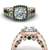 Load image into Gallery viewer, round-cut-diamond-engagement-ring-with-emerald-in-18K-rose-gold-FD1109RORGEMGRANGLE3-NL-RG