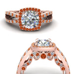 Load image into Gallery viewer, round-cut-diamond-engagement-ring-with-orange-sapphire-in-18K-rose-gold-FD1109RORGSAORANGLE3-NL-RG