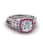 Load image into Gallery viewer, round-cut-diamond-engagement-ring-with-pink-sapphire-in-18K-white-gold-FD1109RORGSADRPIANGLE3-NL-WG