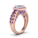 Load image into Gallery viewer, round-cut-diamond-engagement-ring-with-purple-topaz-in-18K-rose-gold-FD1109RORGVITOANGLE3-NL-RG
