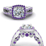 Load image into Gallery viewer, round-cut-diamond-engagement-ring-with-purple-topaz-in-18K-white-gold-FD1109RORGVITOANGLE3-NL-WG