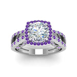 Load image into Gallery viewer, round-cut-diamond-engagement-ring-with-purple-topaz-in-18K-white-gold-FD1109RORGVITOANGLE3-NL-WG