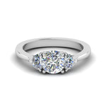 Load image into Gallery viewer, Round Cut Half Moon Accent Engagement Ring