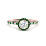 Load image into Gallery viewer, round-cut-emerald-halo-petite-engagement-ring-in-rose-gold-FD8523RORGEMGRANGLE3-NL-RG