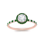 Load image into Gallery viewer, round-cut-emerald-halo-petite-engagement-ring-in-rose-gold-FD8523RORGEMGRANGLE3-NL-RG