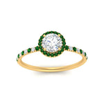 Load image into Gallery viewer, round-cut-emerald-halo-petite-engagement-ring-in-yellow-gold-FD8523RORGEMGRANGLE3-NL-YG