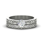 Load image into Gallery viewer, round-cut-filigree-single-stone-diamond-wedding-ring-set-in-white-gold-FDENS3289RO-NL-WG.jpg?v=1763371089