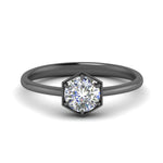 Load image into Gallery viewer, round-cut-hexagon-solitaire-engagement-ring-in-black-gold-FD9162ROR-NL-BG