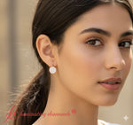 Load image into Gallery viewer, round-cut-lab-grown-diamond-disc-drop-earring-rose-gold-fdear9684-model