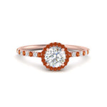 Load image into Gallery viewer, round-cut-orange-sapphire-halo-petite-engagement-ring-in-rose-gold-FD8523RORGSAORANGLE3-NL-RG