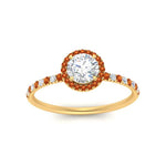 Load image into Gallery viewer, round-cut-orange-sapphire-halo-petite-engagement-ring-in-yellow-gold-FD8523RORGSAORANGLE3-NL-YG