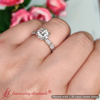 Oval Accented Round Cut Engagement Ring
