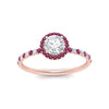 Load image into Gallery viewer, round-cut-pink-sapphire-halo-petite-engagement-ring-in-rose-gold-FD8523RORGSADRPIANGLE3-NL-RG