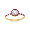 Load image into Gallery viewer, round-cut-pink-sapphire-halo-petite-engagement-ring-in-yellow-gold-FD8523RORGSADRPIANGLE3-NL-YG
