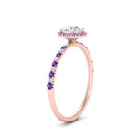 Load image into Gallery viewer, round-cut-purple-topaz-halo-petite-engagement-ring-in-rose-gold-FD8523RORGVITOANGLE3-NL-RG