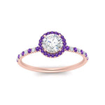 Load image into Gallery viewer, round-cut-purple-topaz-halo-petite-engagement-ring-in-rose-gold-FD8523RORGVITOANGLE3-NL-RG